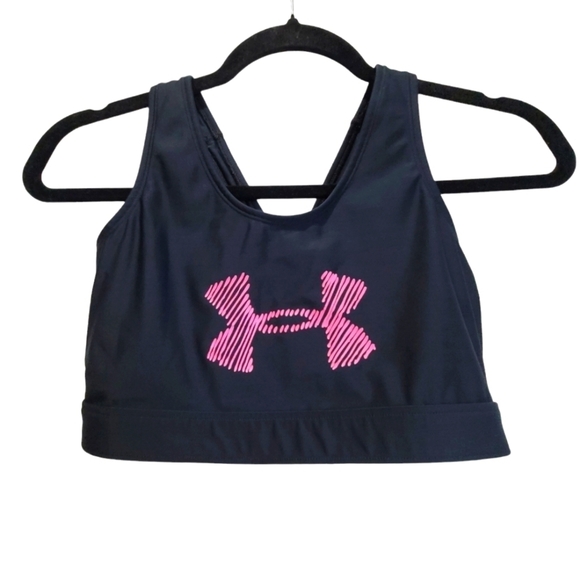 Under Armour Size Large Black Pink Sports Bra - Picture 1 of 5